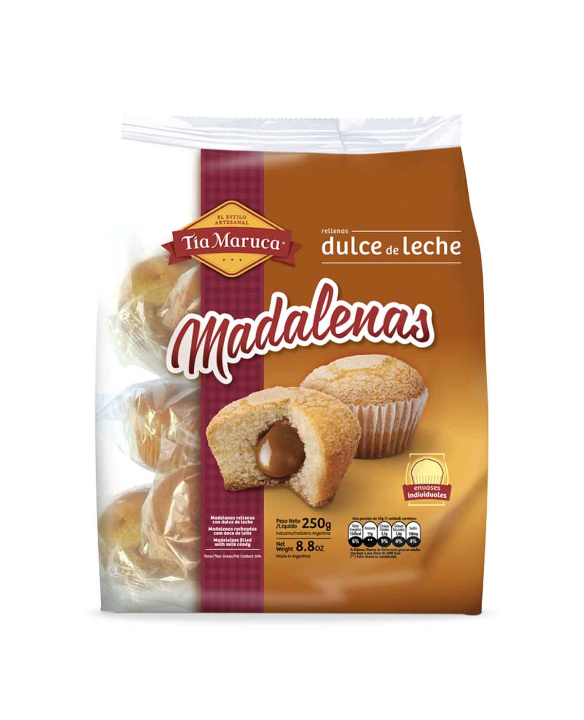 Madalenas Tia Maruca Rellenas Dulce De Leche x 180 Gr